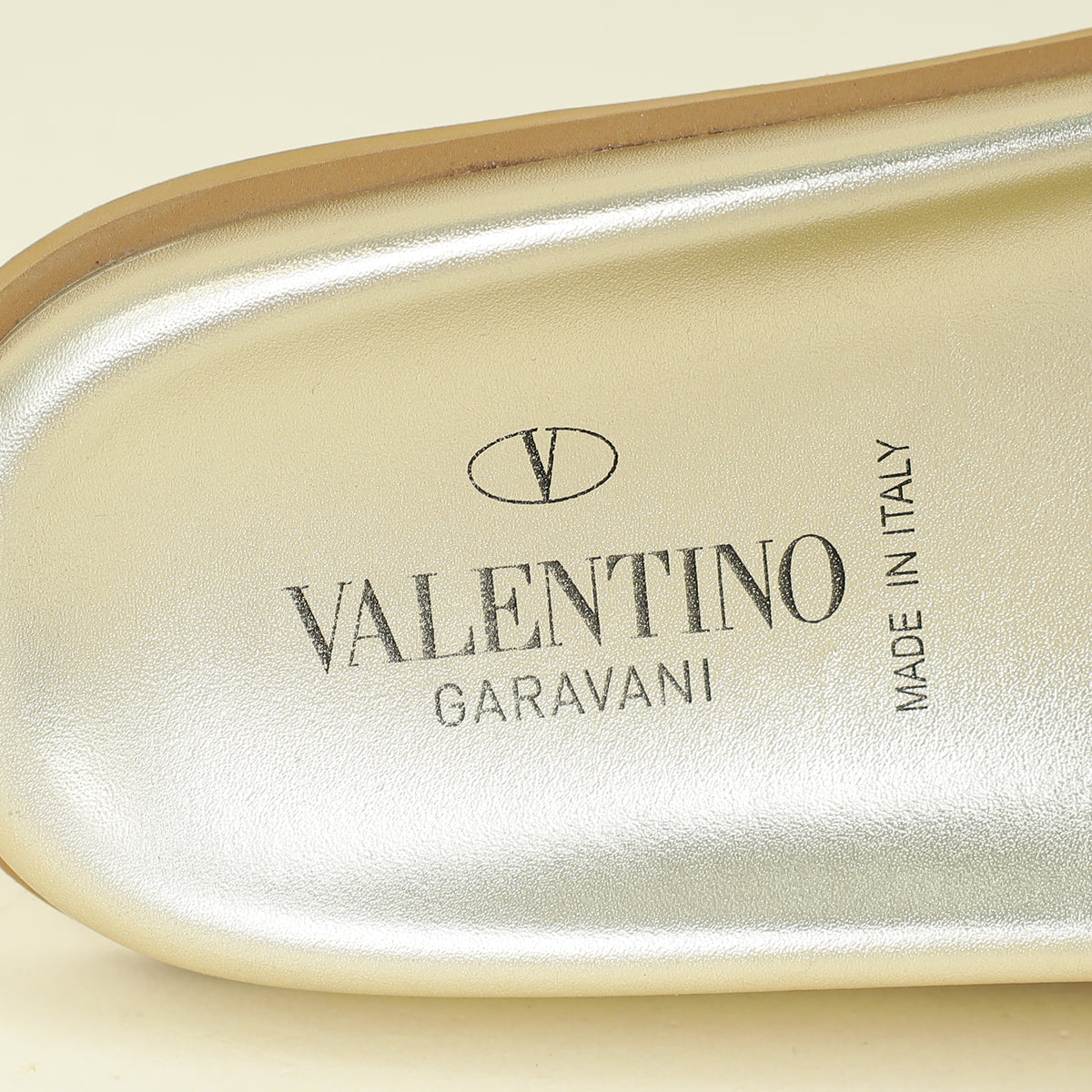 Valentino Metallic Gold Rockstud Flat Slide 39