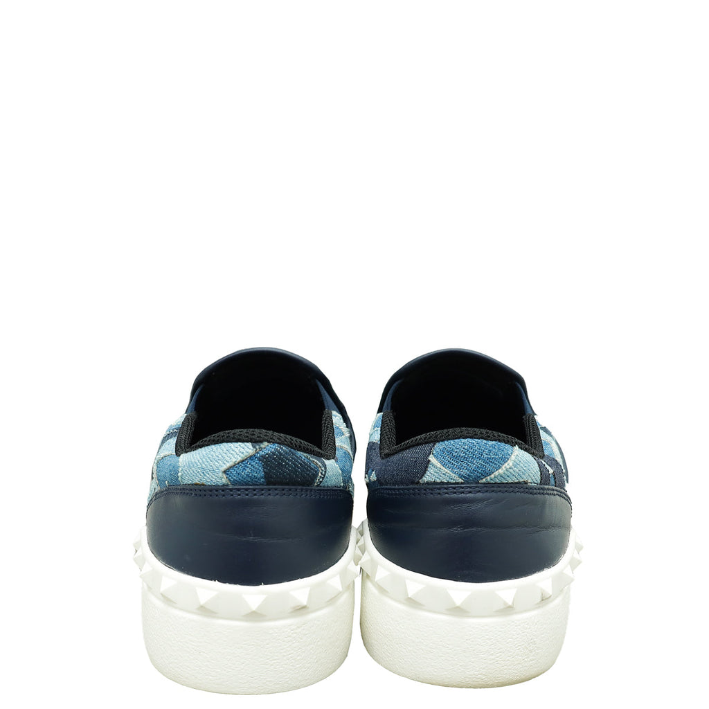 Valentino Multicolor Blue Denim Camustar Slip On Sneaker 39