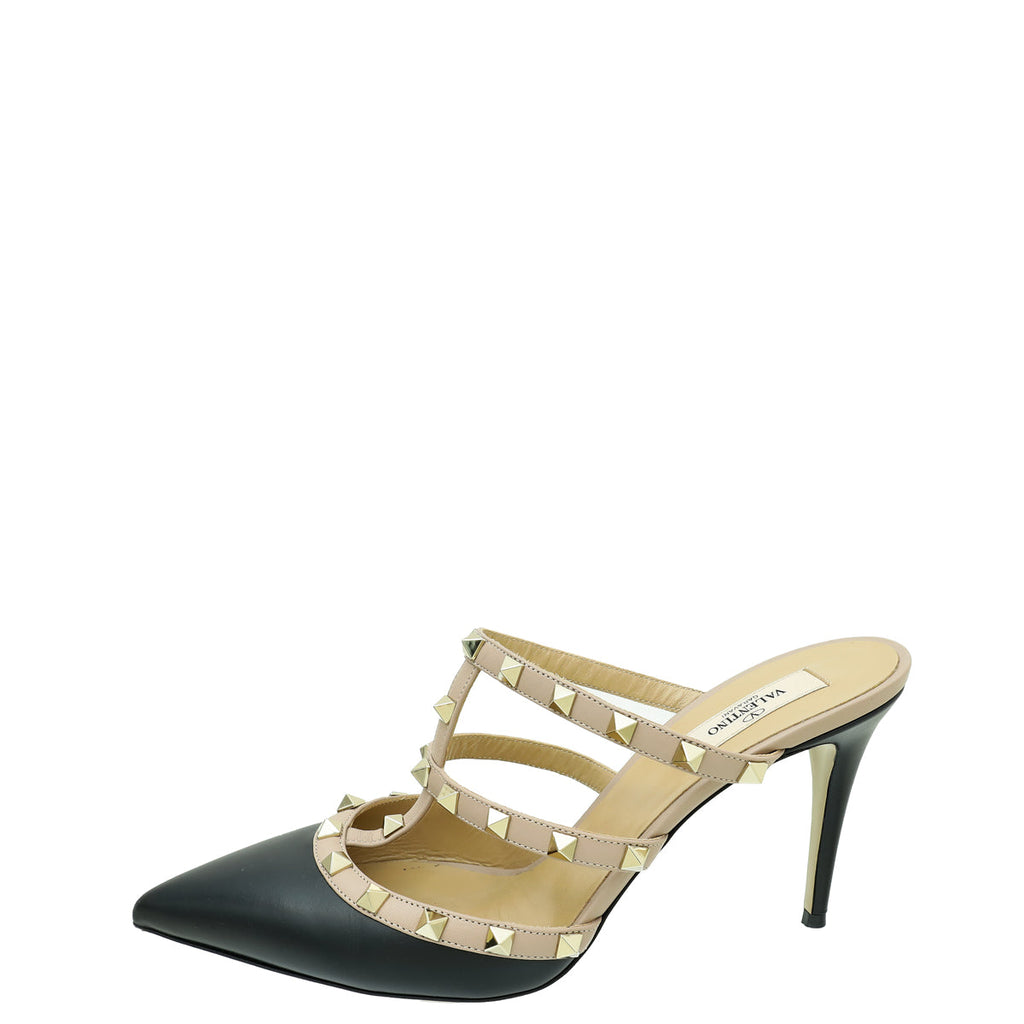 Valentino Bicolor Rockstud Heeled Mules 40.5