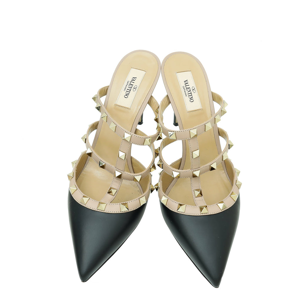 Valentino Bicolor Rockstud Heeled Mules 40.5