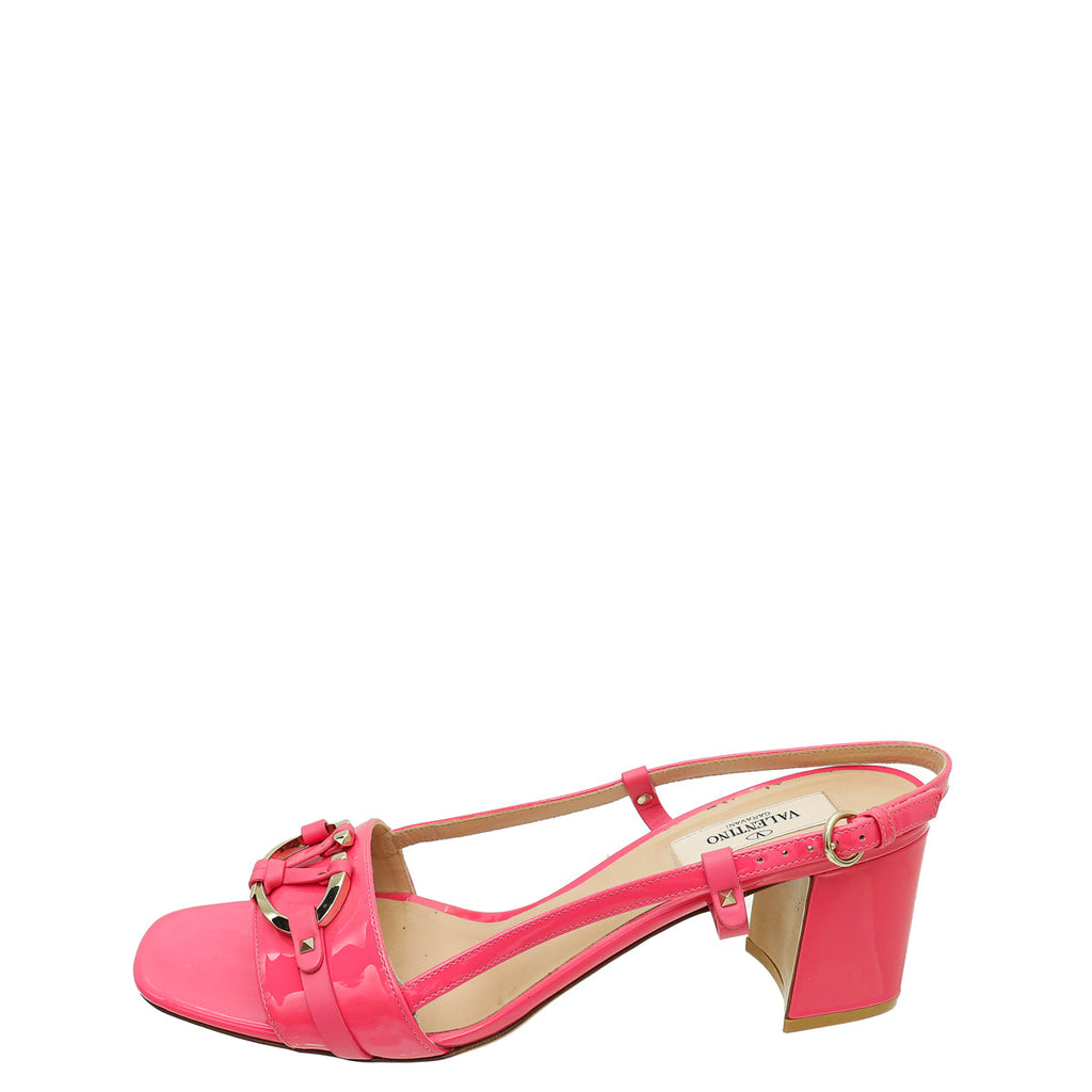 Valentino Pink VLogo Block Heeled Slingback 40