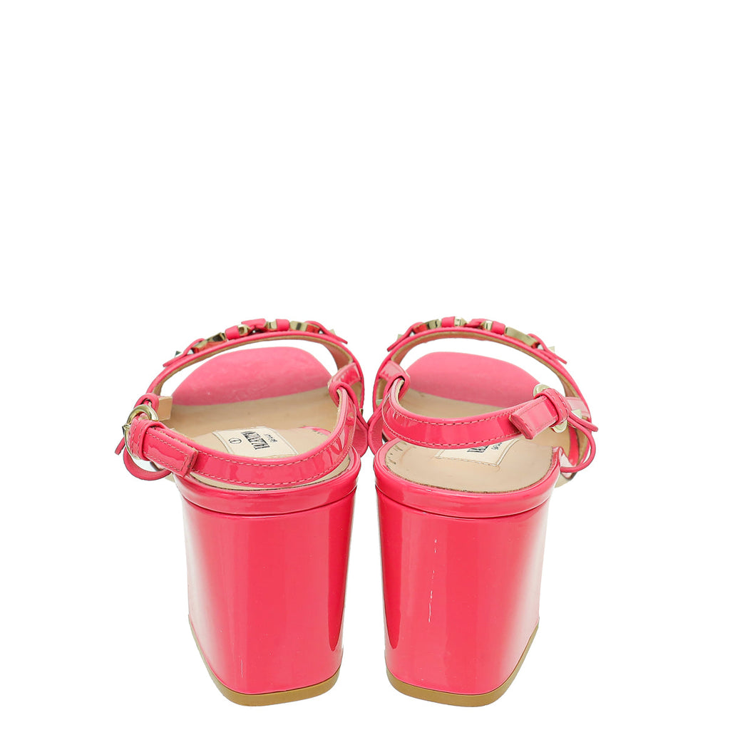 Valentino Pink VLogo Block Heeled Slingback 40