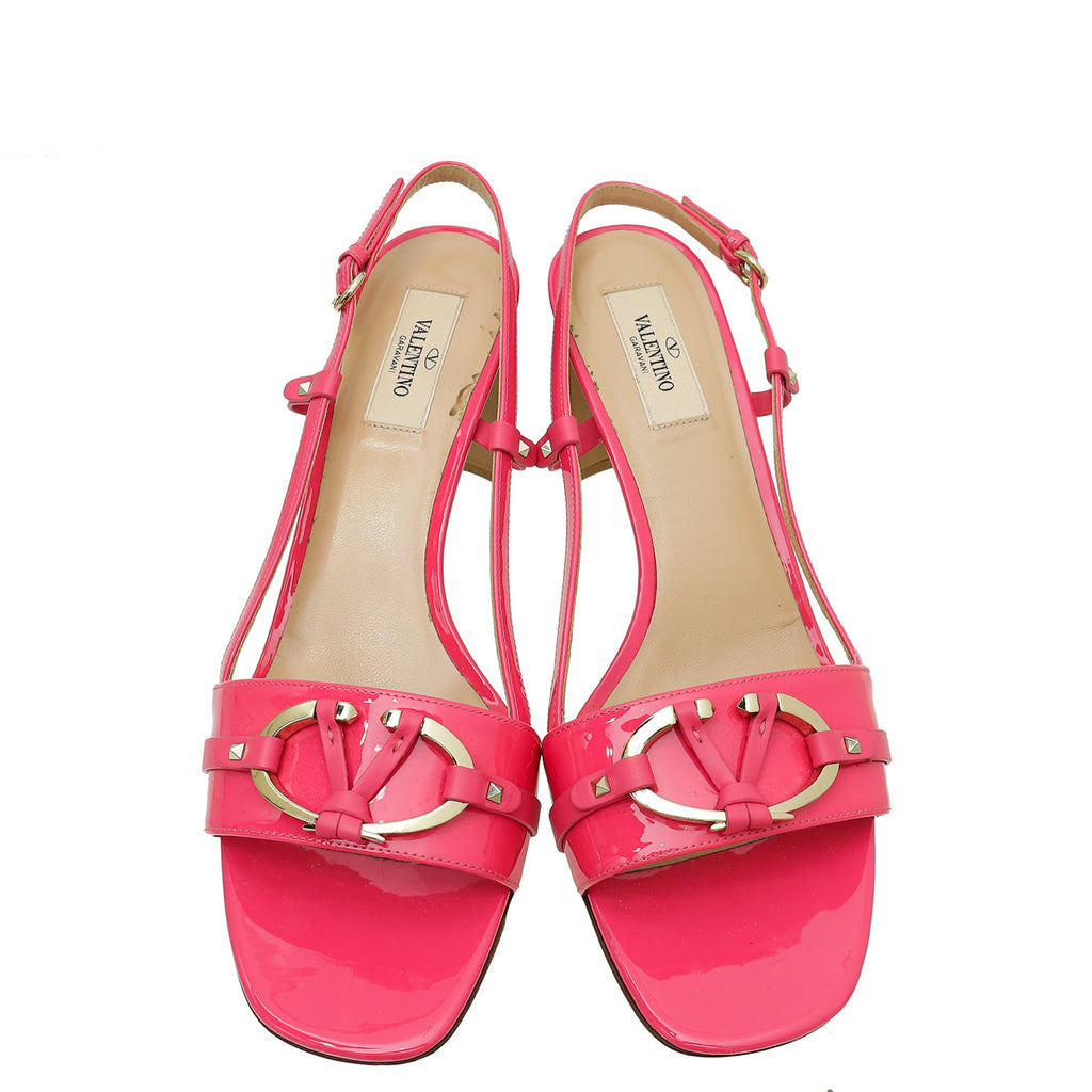 Valentino Pink VLogo Block Heeled Slingback 40
