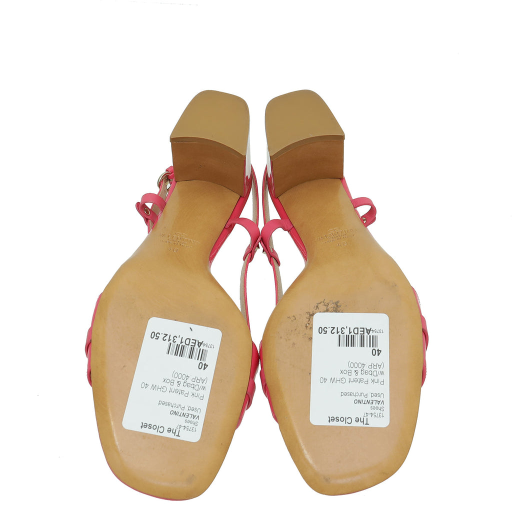 Valentino Pink VLogo Block Heeled Slingback 40
