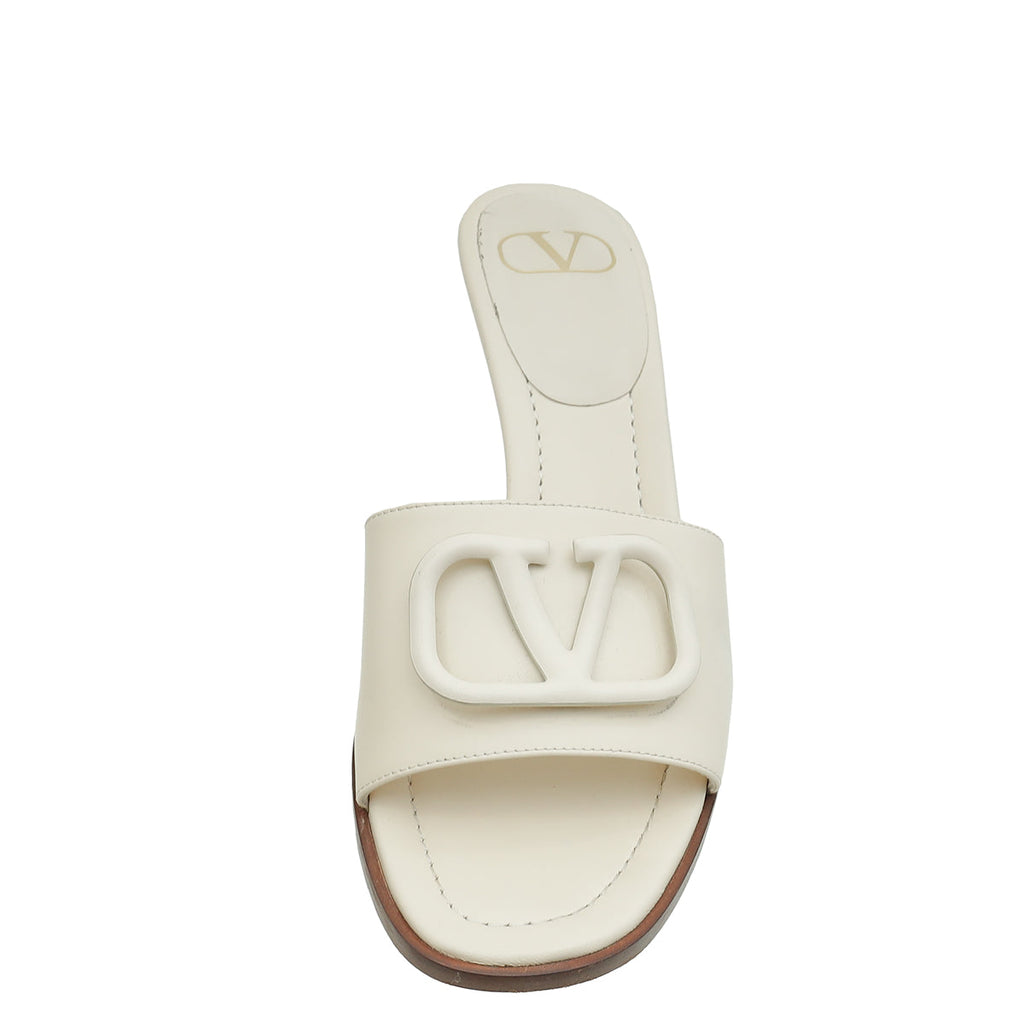 Valentino Cream Vlogo Signature 80 Slide Mules 40