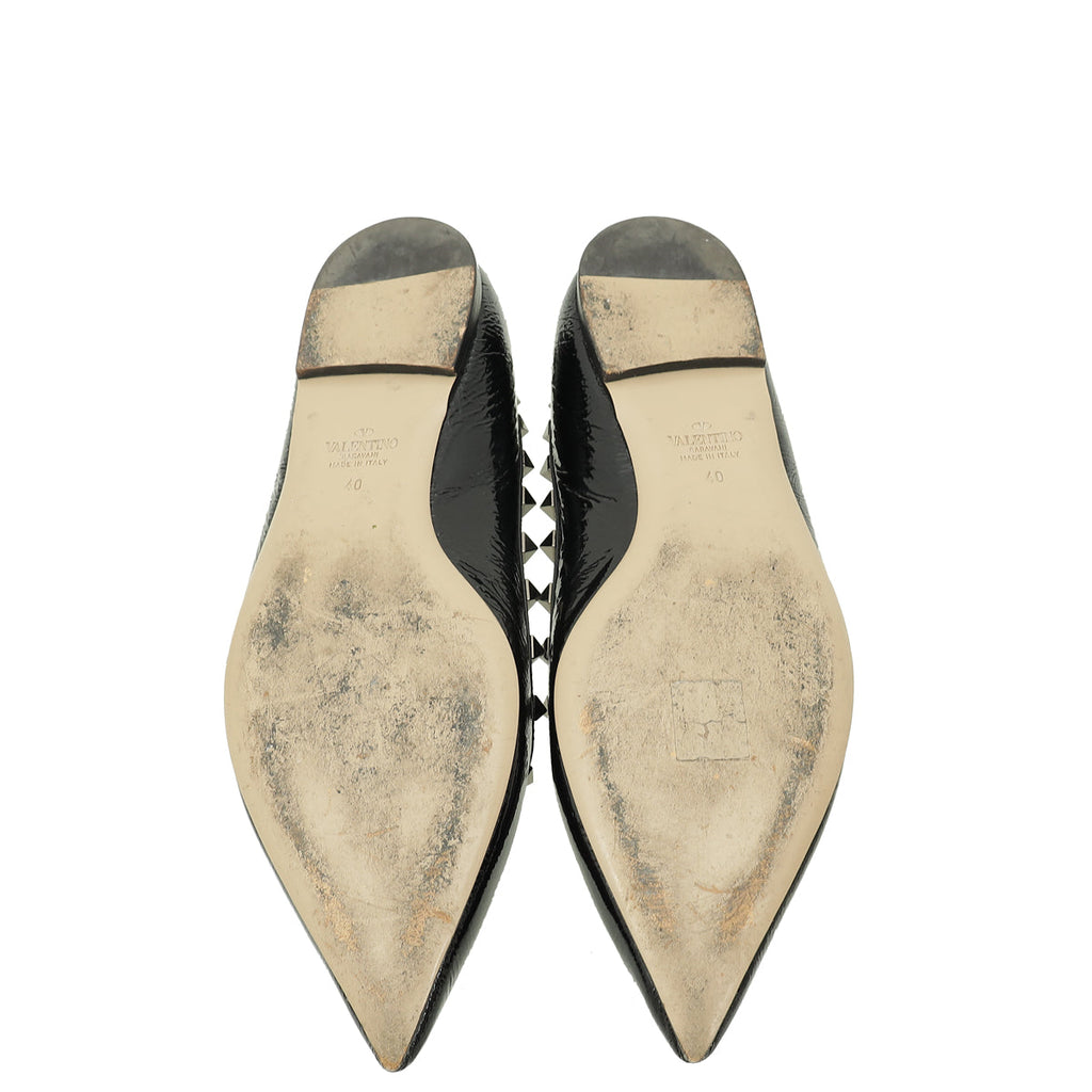 Valentino Black Rockstud Flat Ballet 40