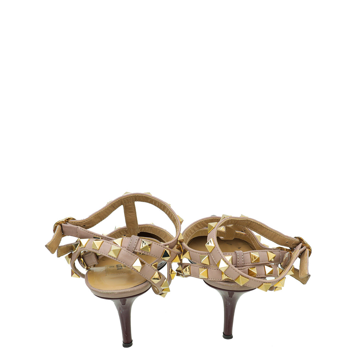 Valentino Burgundy Rockstud Caged Ankle Strap Pump 40