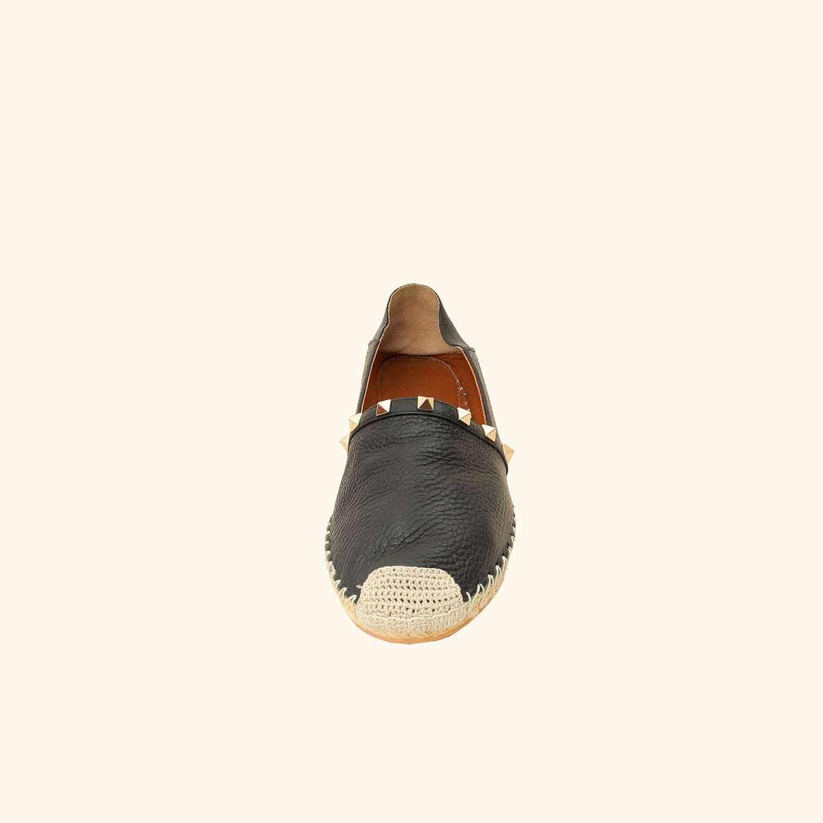 Valentino Black Rockstud  Espadrille 40