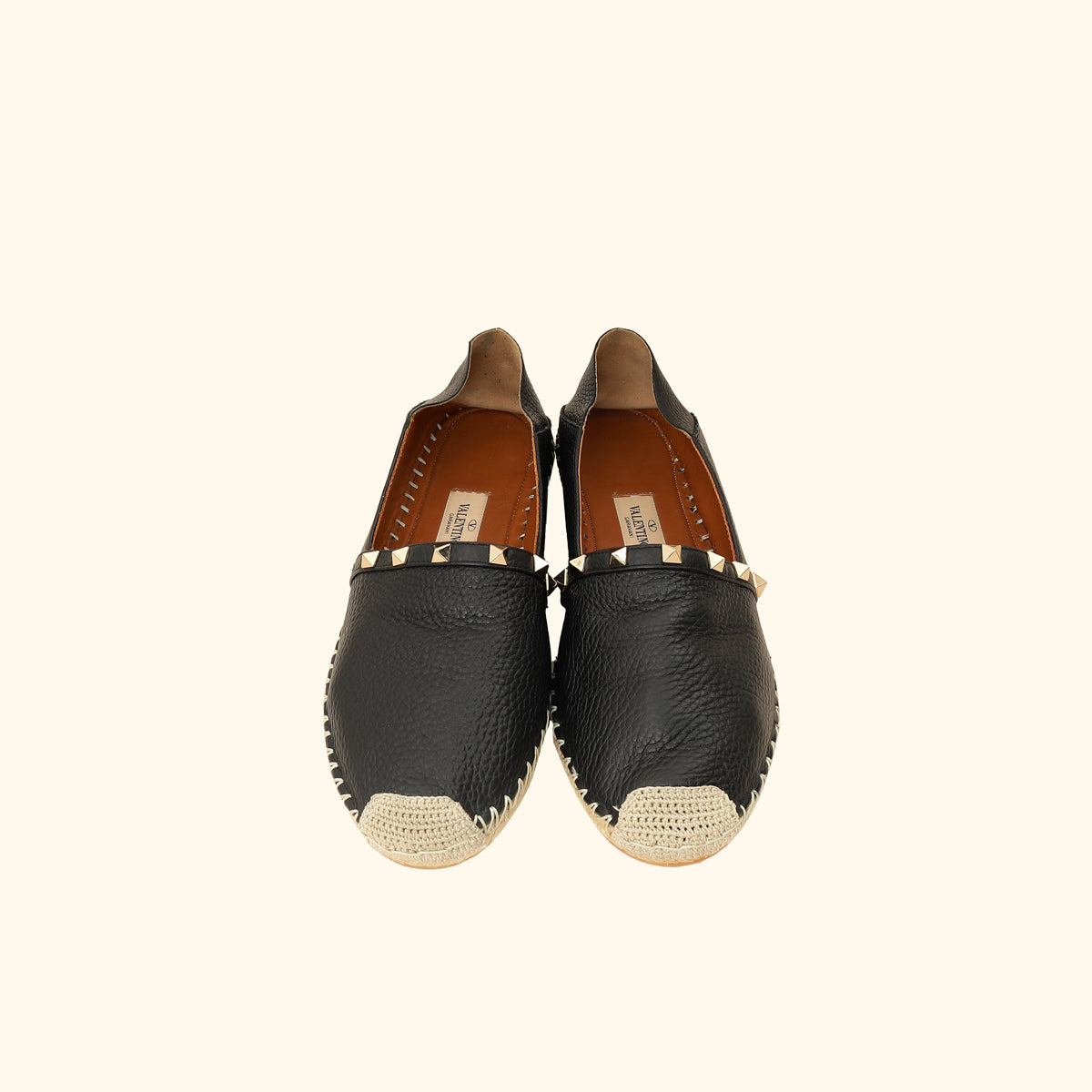 Valentino Black Rockstud  Espadrille 40