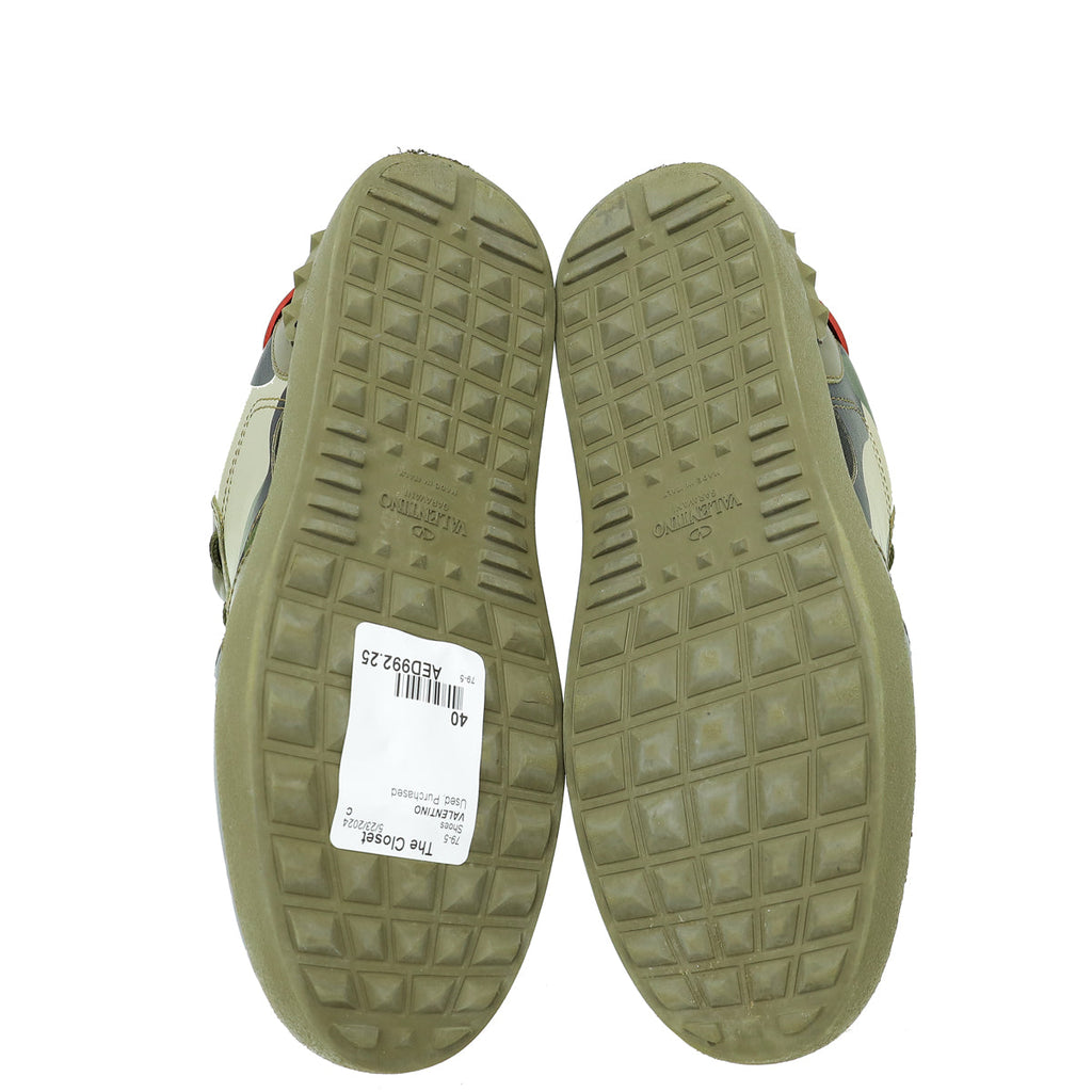Valentino Olive Rockrunner Camouflage Sneaker 40