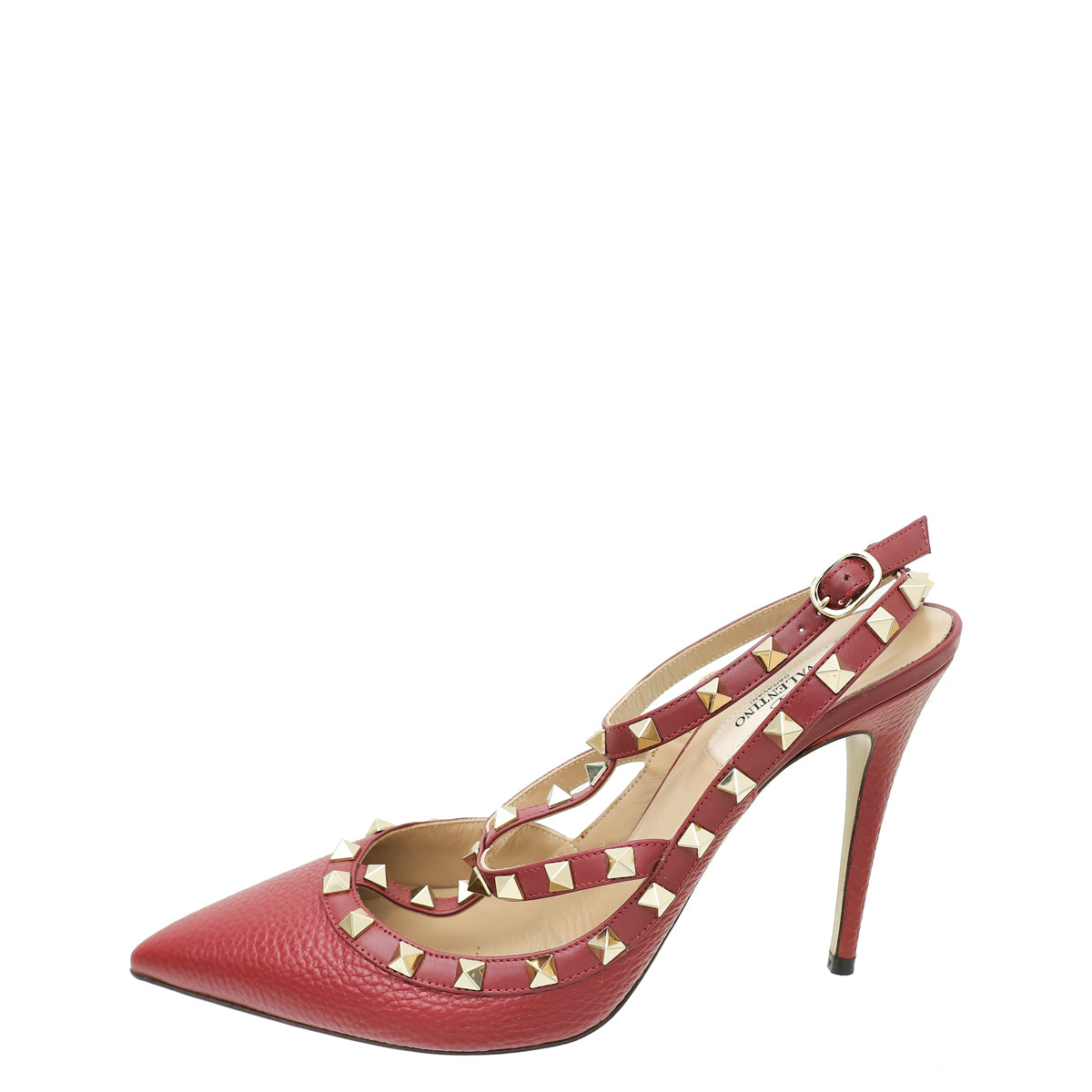 Valentino Burgundy Rockstud Caged Ankle Strap Pump 41