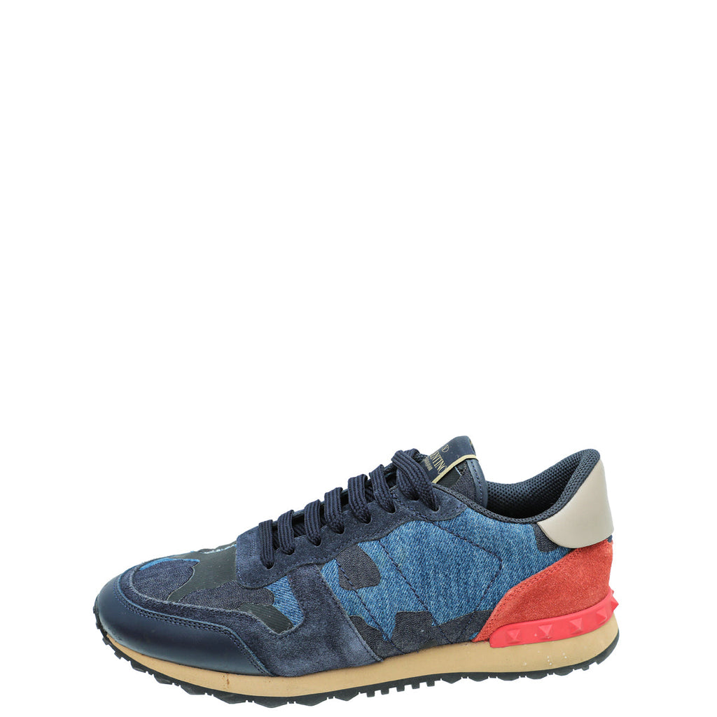 Valentino Blue Multicolor Camouflage Rockrunner Sneakers 41