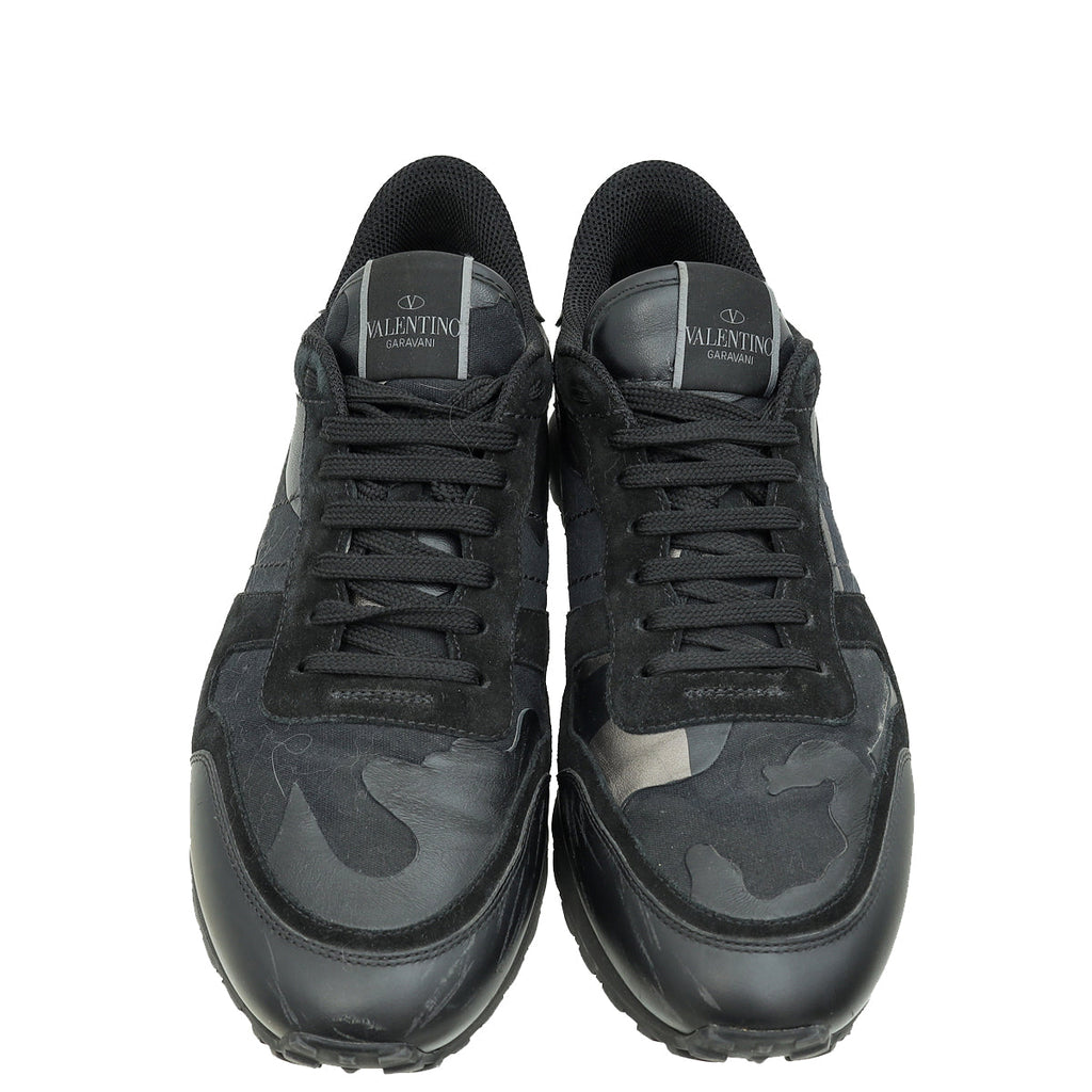 Valentino Black Camouflage Rockrunner Sneakers 45