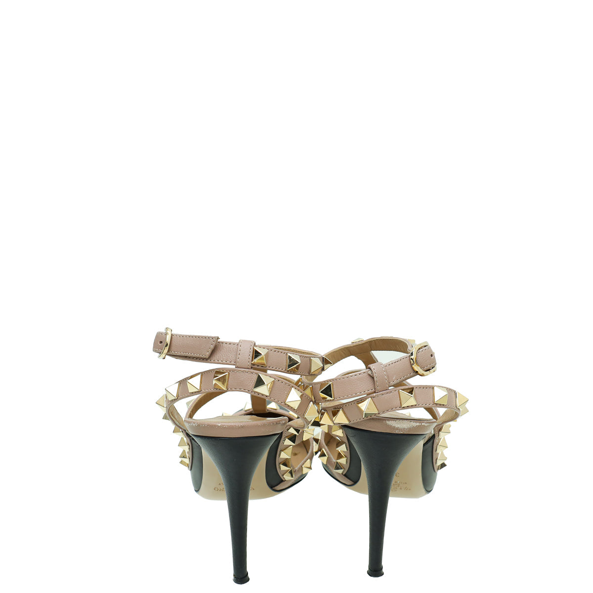 Valentino Bicolor Rockstud Caged Ankle Strap Sandals 36.5
