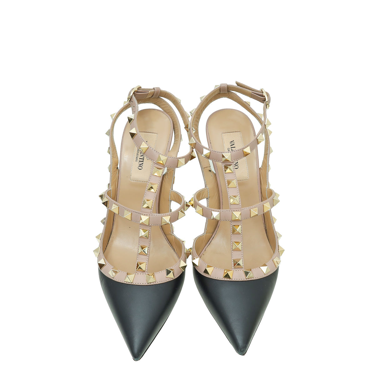Valentino Bicolor Rockstud Caged Ankle Strap Sandals 36.5