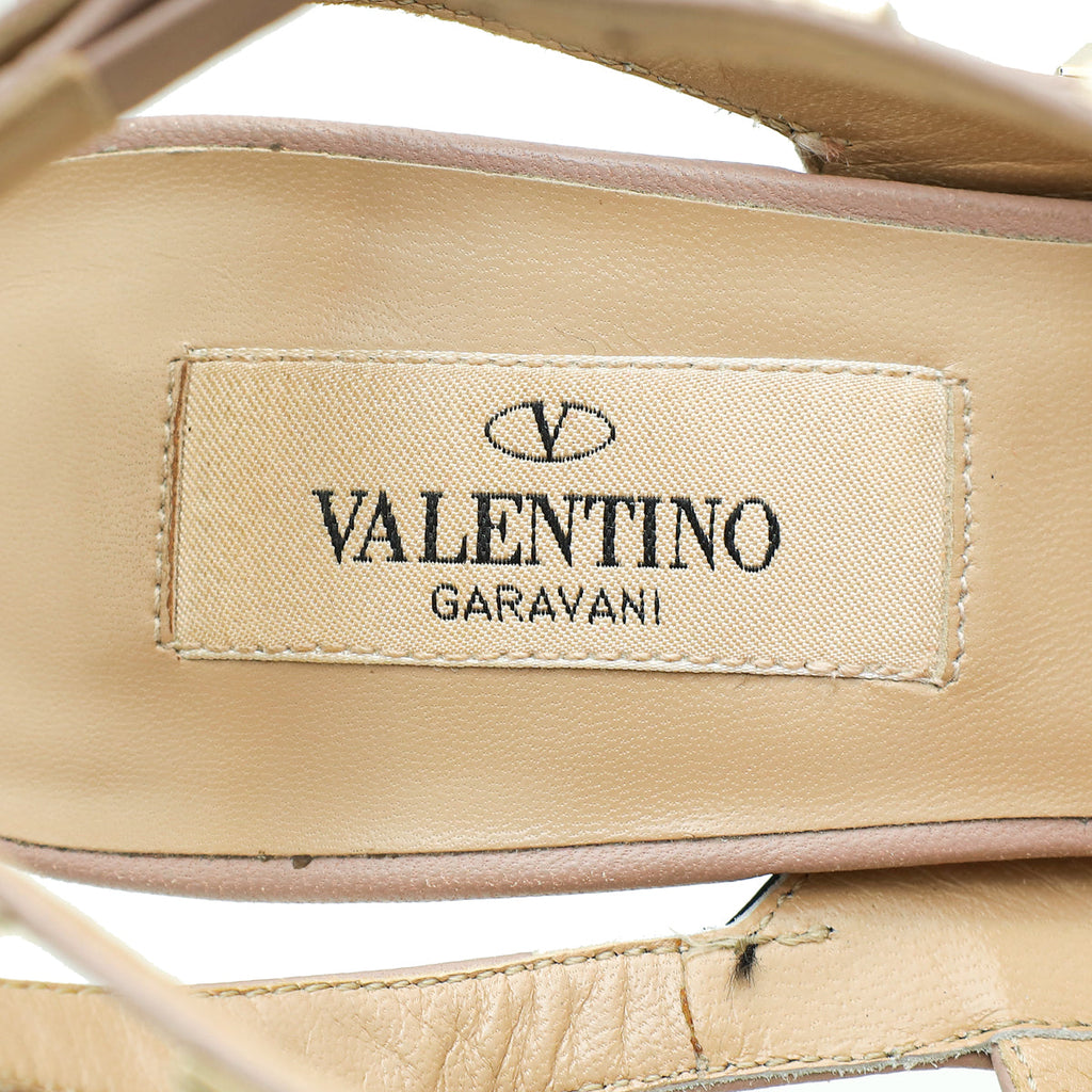 Valentino Bicolor Rockstud Caged Ankle Strap Sandals 36.5