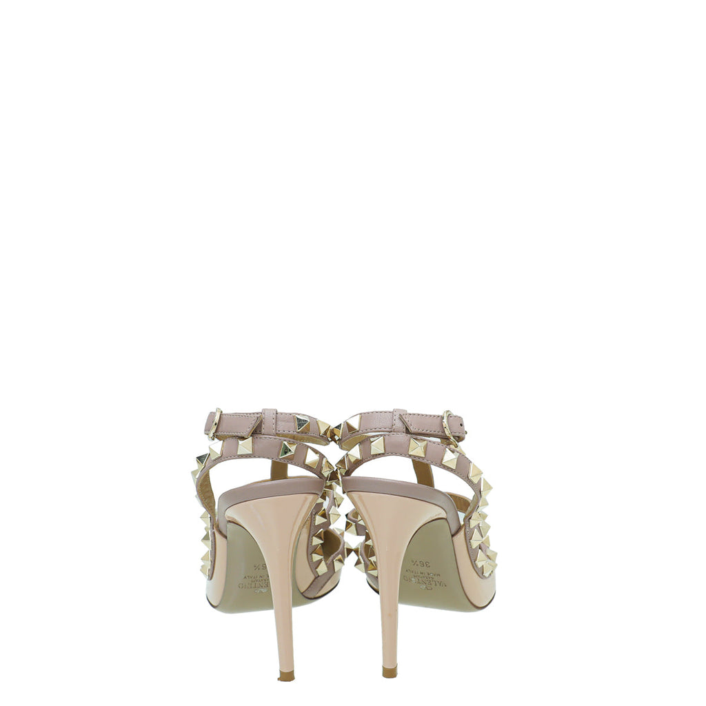 Valentino Light Pink Rockstud Caged Ankle Strap Pump 36.5