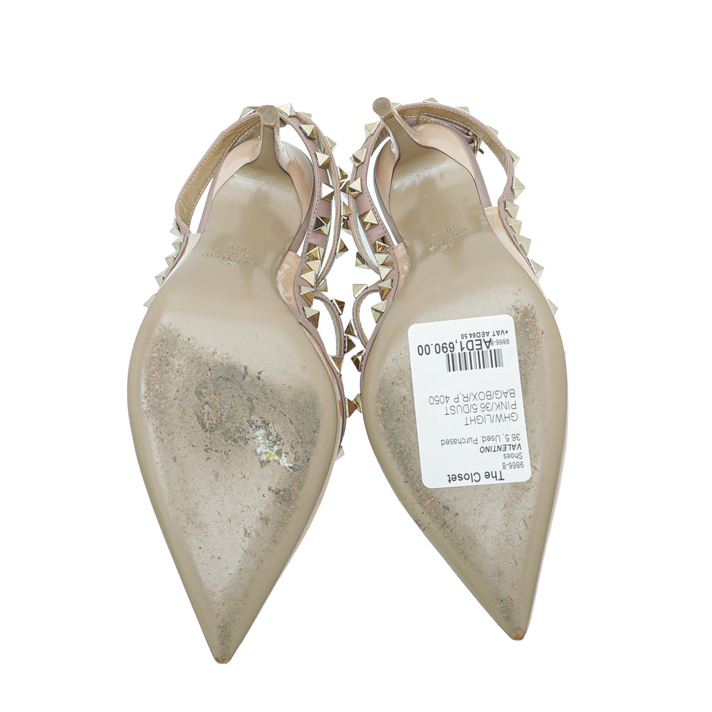 Valentino Light Pink Rockstud Caged Ankle Strap Pump 36.5