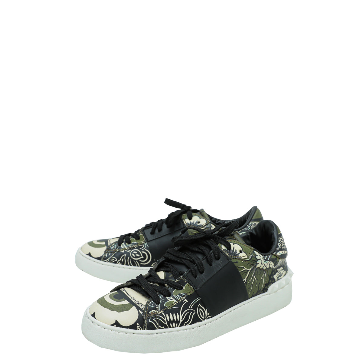 Valentino Green Multicolor Printed Rockstud Untitled Sneakers 39