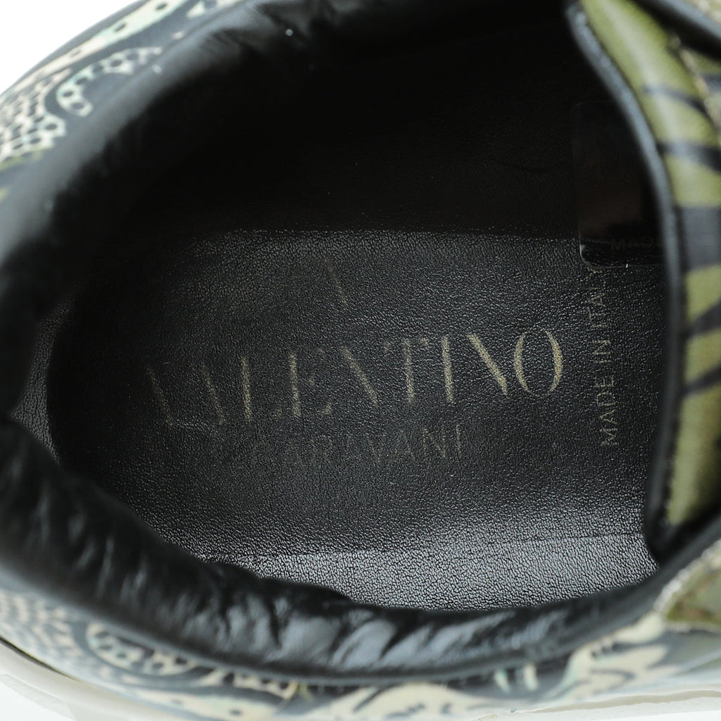 Valentino Green Multicolor Printed Rockstud Untitled Sneakers 39