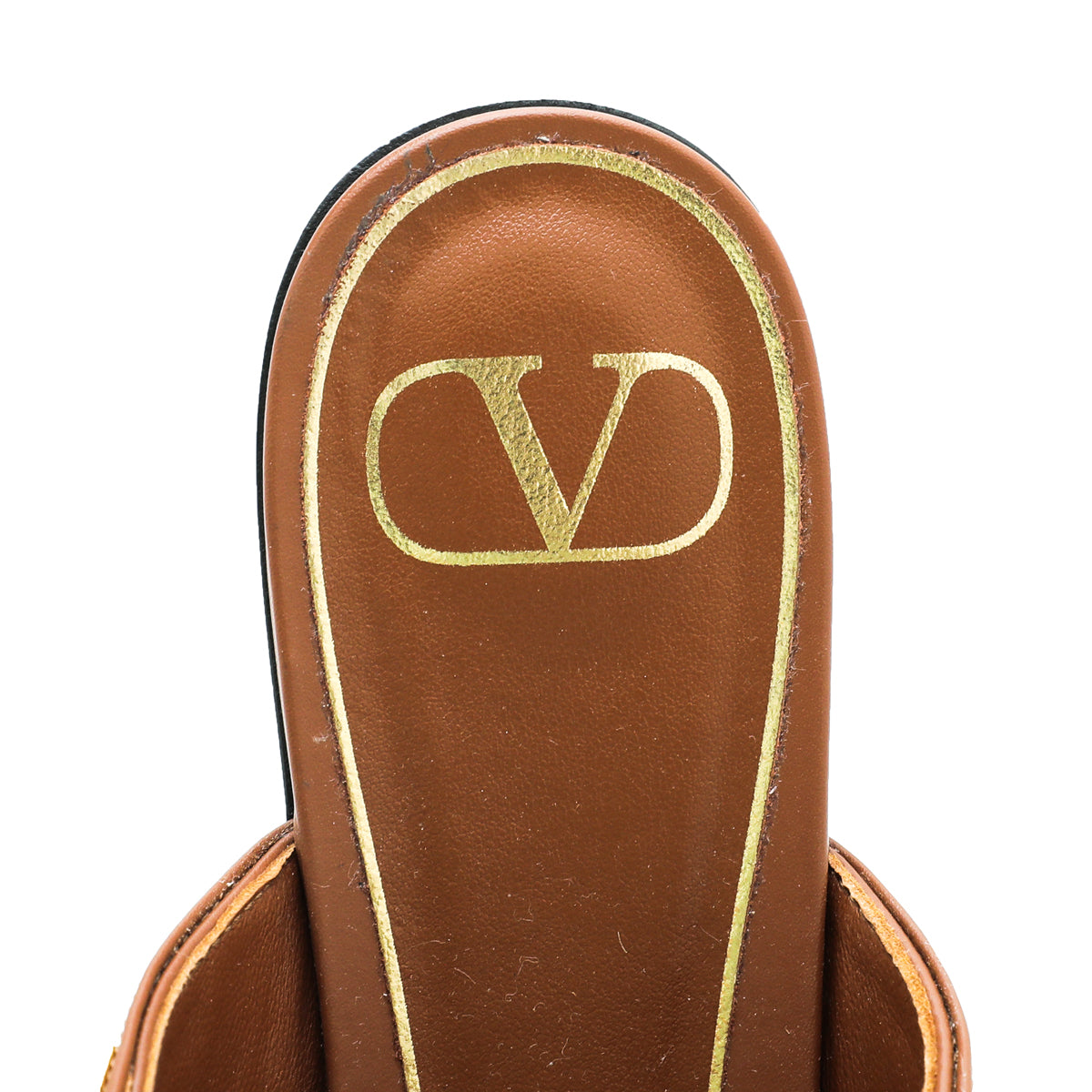 Valentino Brown Roman Stud Ankle Strap Flat Mules 40