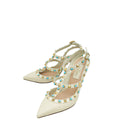 Valentino Ivory Rolling Rockstud Ankle Strap Pump 35