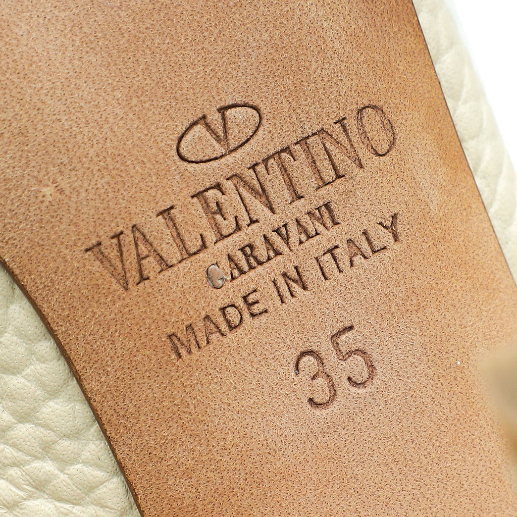 Valentino Ivory Rolling Rockstud Ankle Strap Pump 35