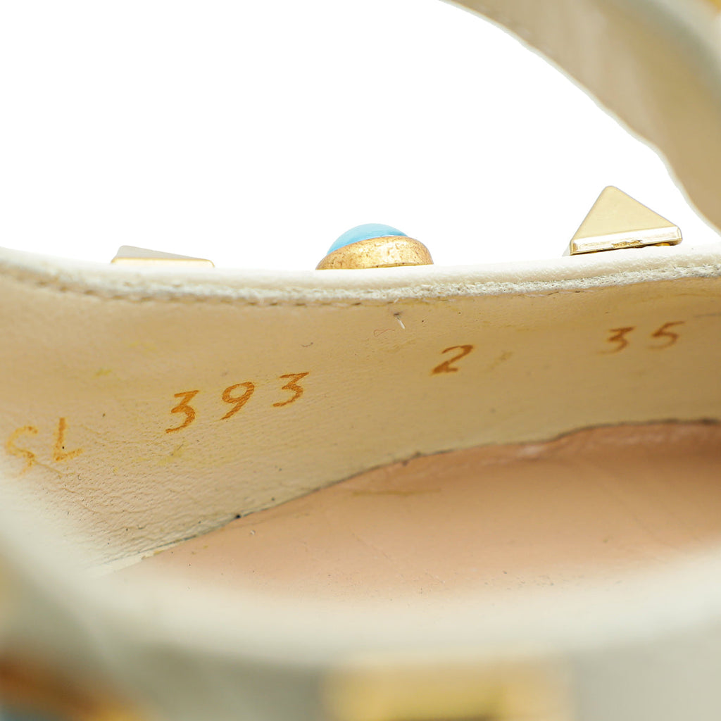 Valentino Ivory Rolling Rockstud Ankle Strap Pump 35