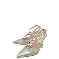 Valentino Metallic Champagne Rockstud Caged Ankle Strap Pumps 35