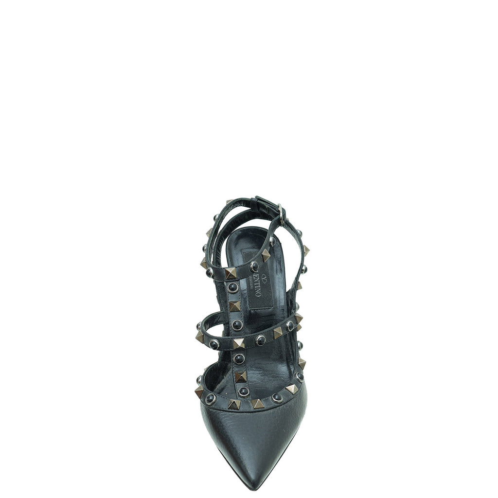 Valentino Black Rolling Rockstud Ankle Strap Pump 35