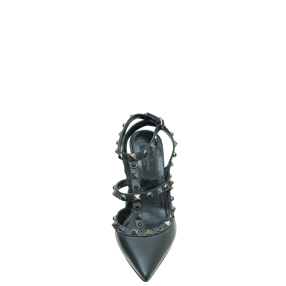 Valentino Black Rolling Rockstud Ankle Strap Pump 35