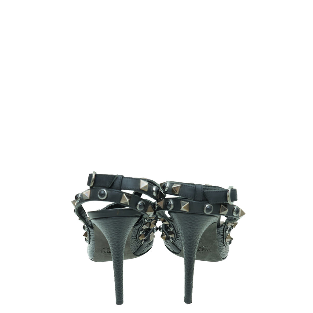 Valentino Black Rolling Rockstud Ankle Strap Pump 35