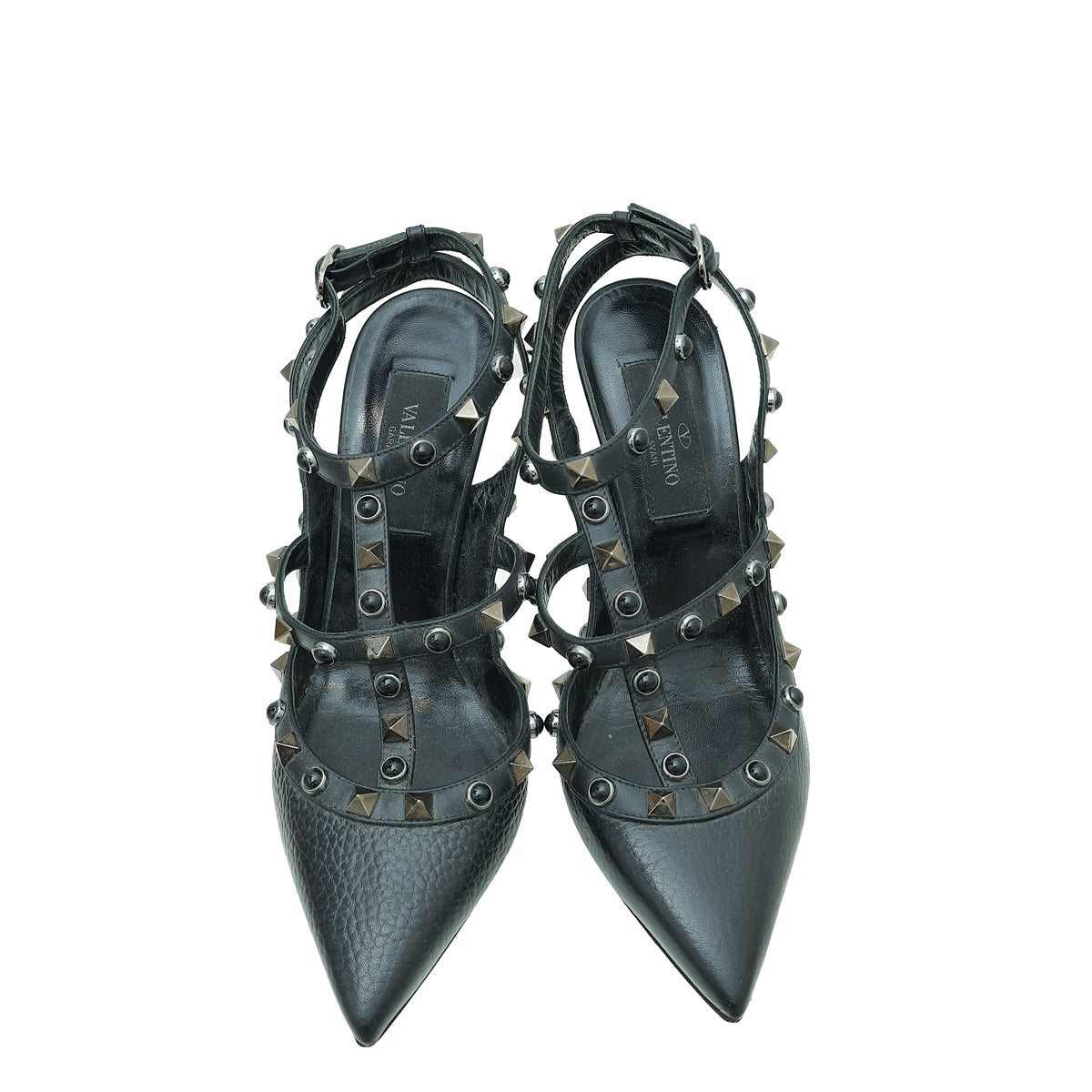Valentino Black Rolling Rockstud Ankle Strap Pump 35