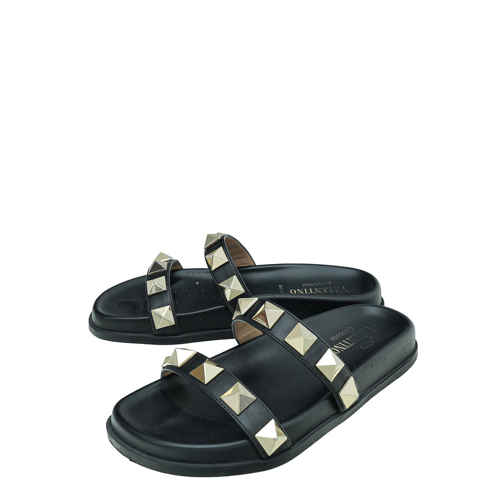 Valentino Black Roman Stud Mule 35