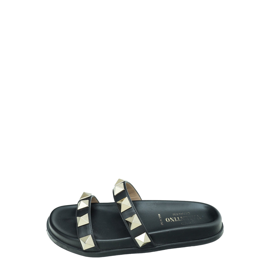 Valentino Black Roman Stud Mule 35