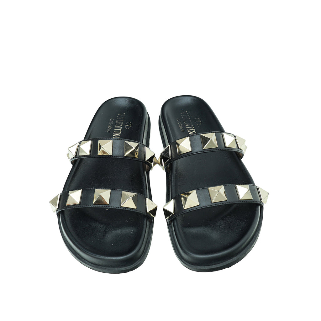 Valentino Black Roman Stud Mule 35