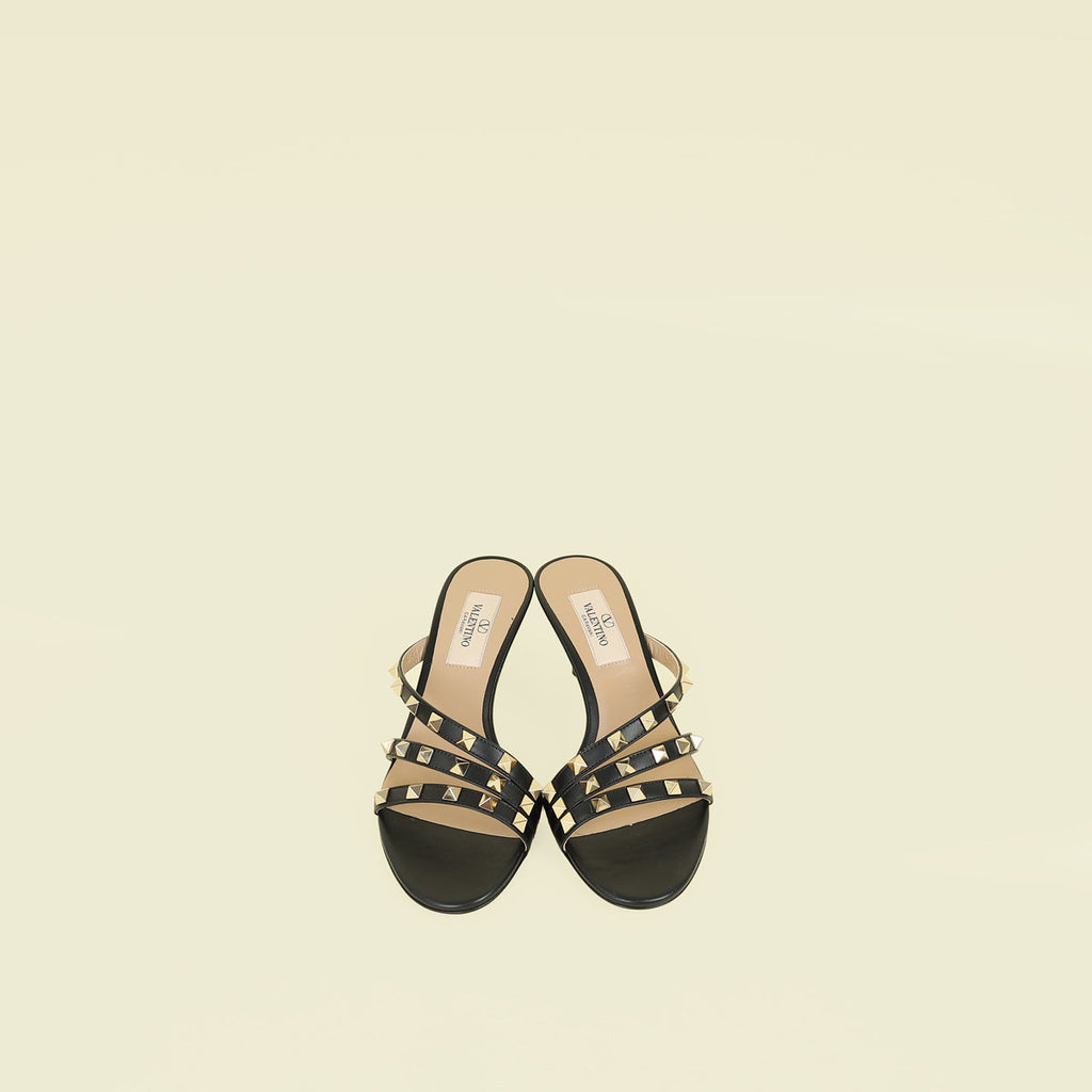 Valentino Black Rockstud Asymmetrical Sandal 35