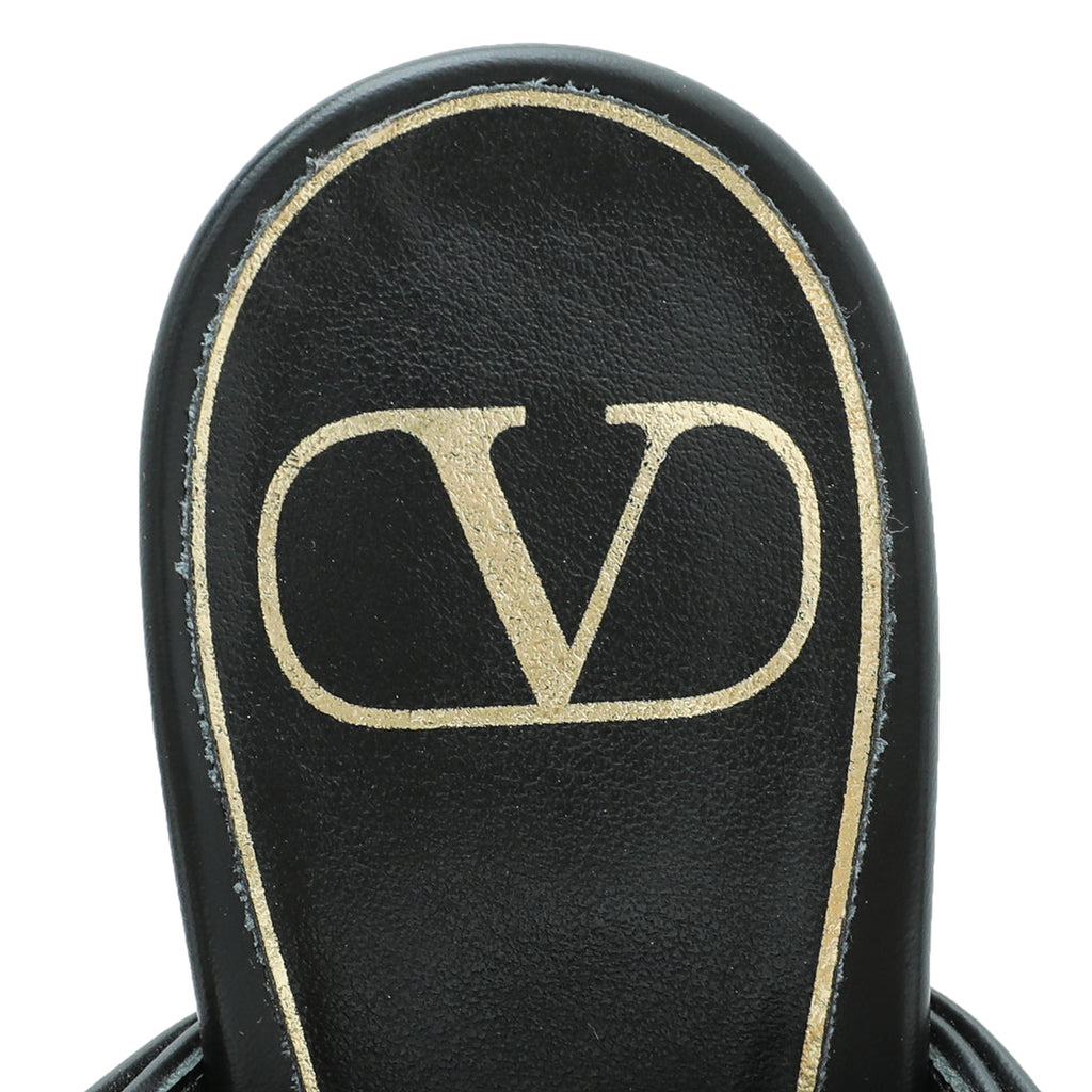 Valentino Black Roman Stud Heeled Mules 35