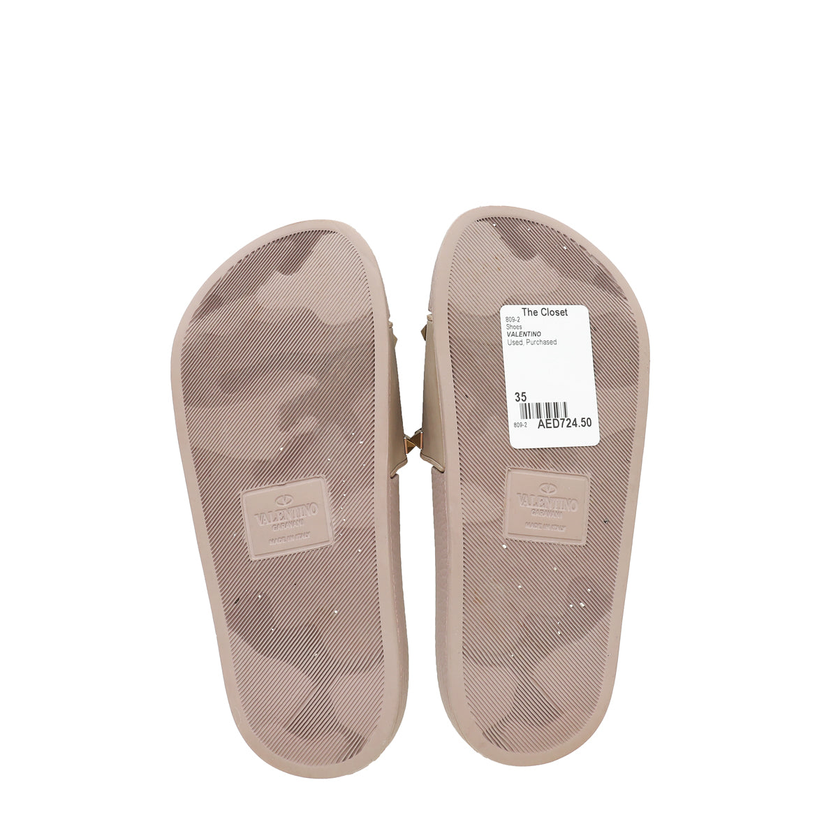 Valentino Poudre Rockstud Rubber Slide Sandal 35