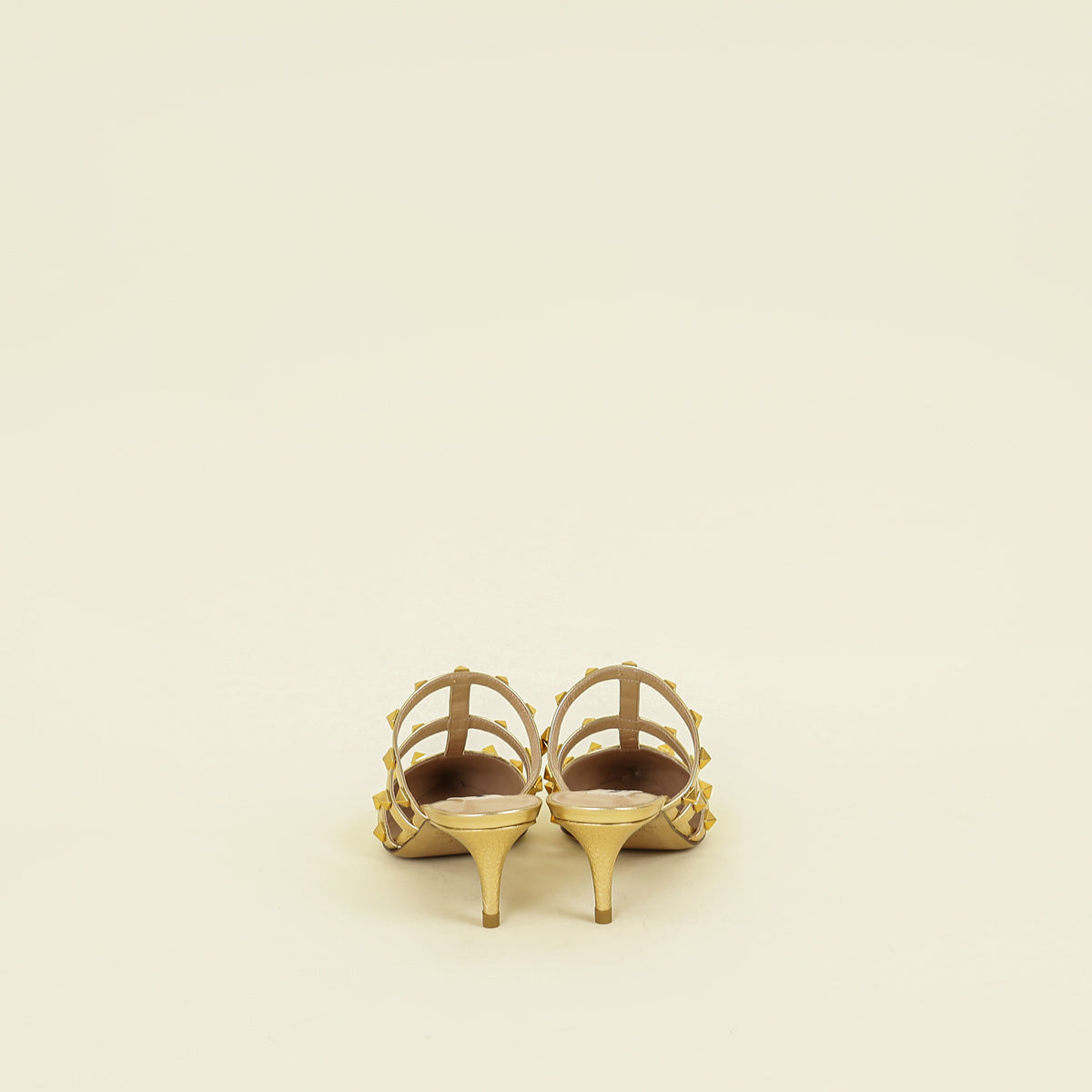 Valentino Metallic Gold Rockstud Heeled Mules 35