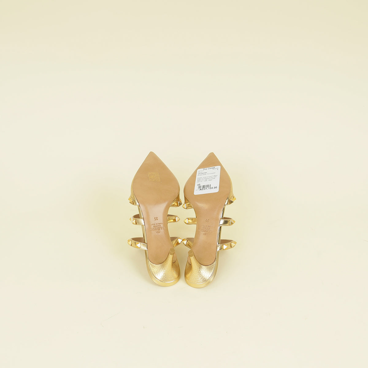 Valentino Metallic Gold Rockstud Heeled Mules 35