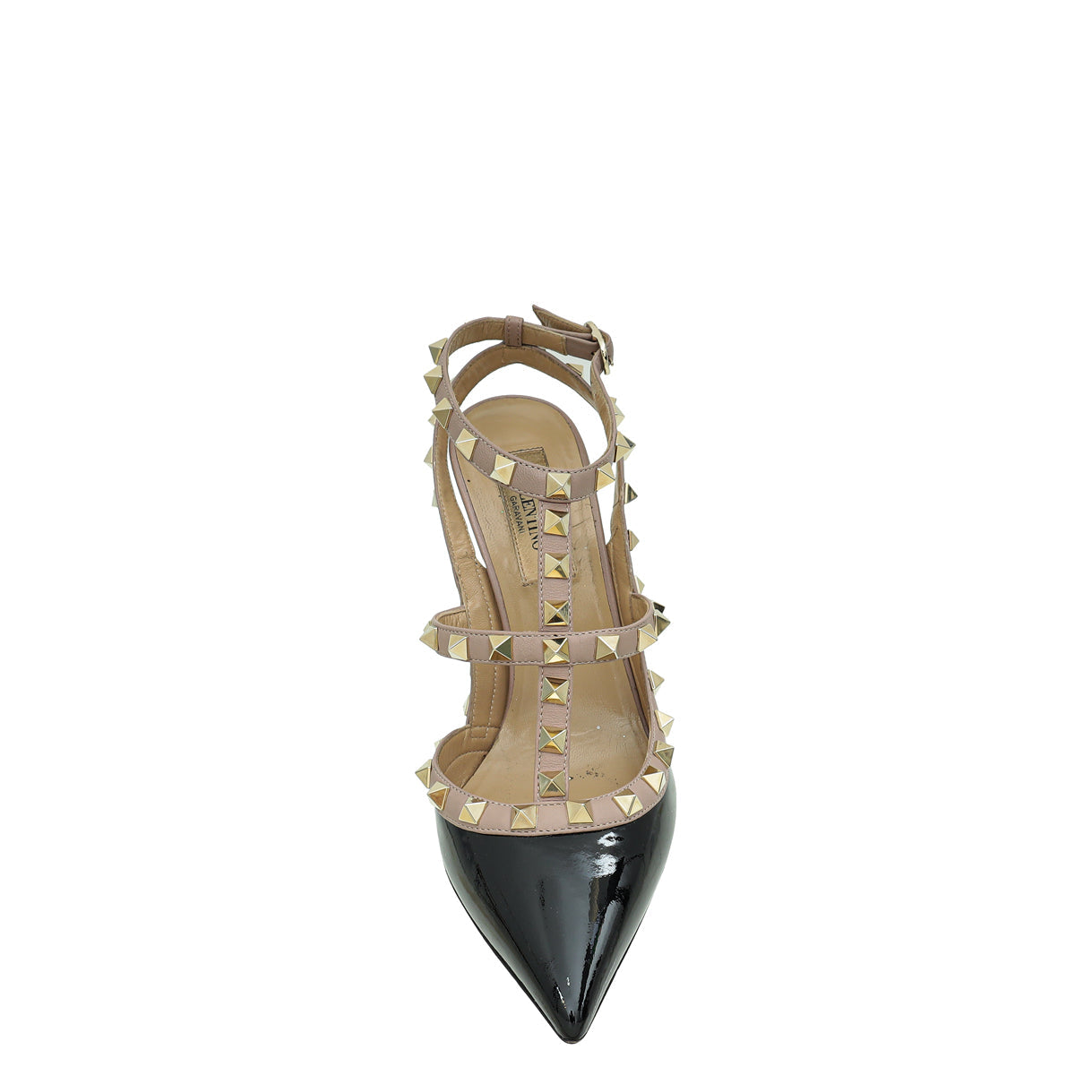 Valentino Bicolor Rockstud Caged Ankle Strap 100 Pumps 36.5