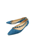 Valentino Blue Suede Rockstud Flat Ballerina 36