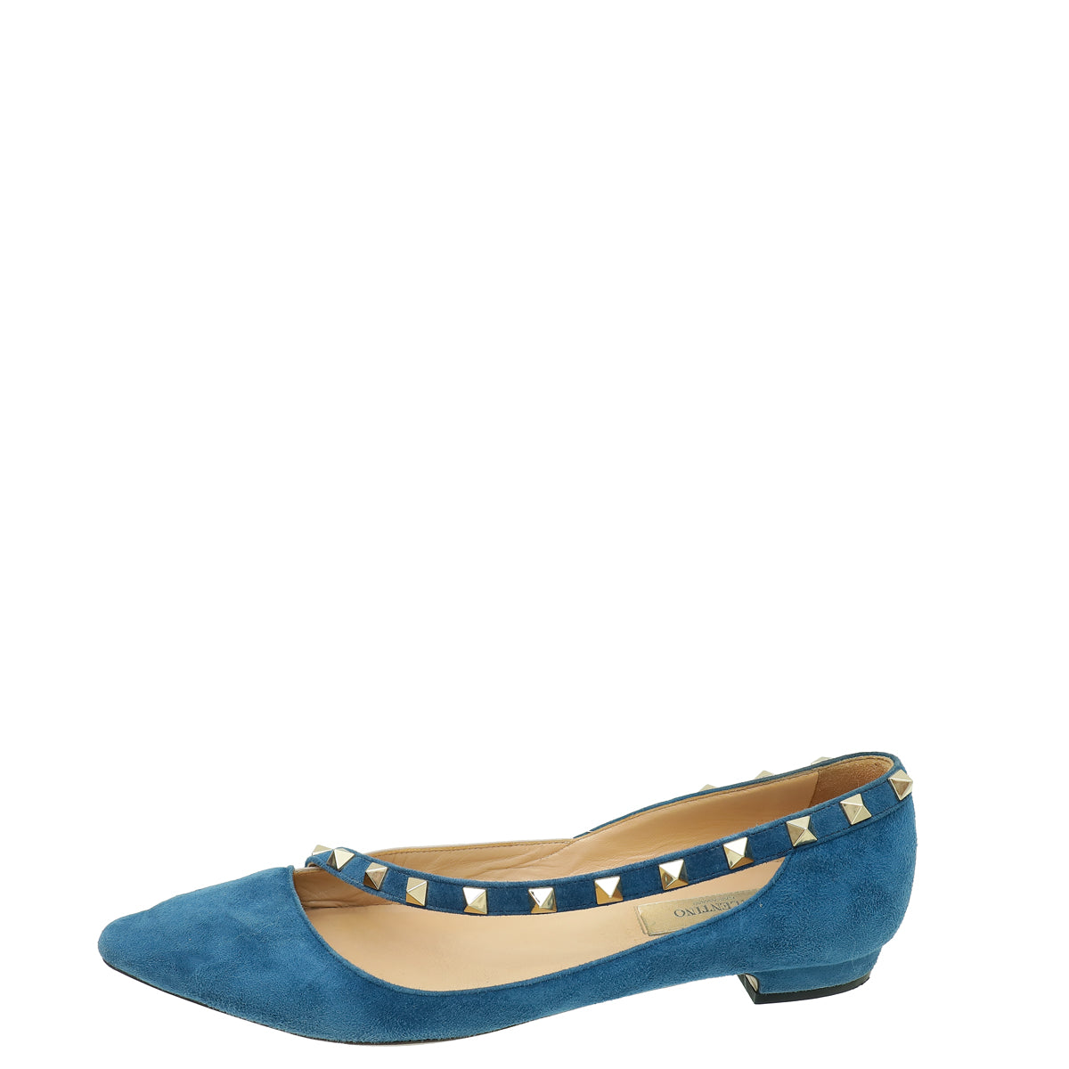 Valentino Blue Suede Rockstud Flat Ballerina 36