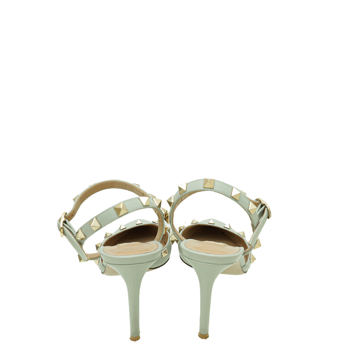 Valentino Grey Rockstud Caged Ankle Strap Pump 36