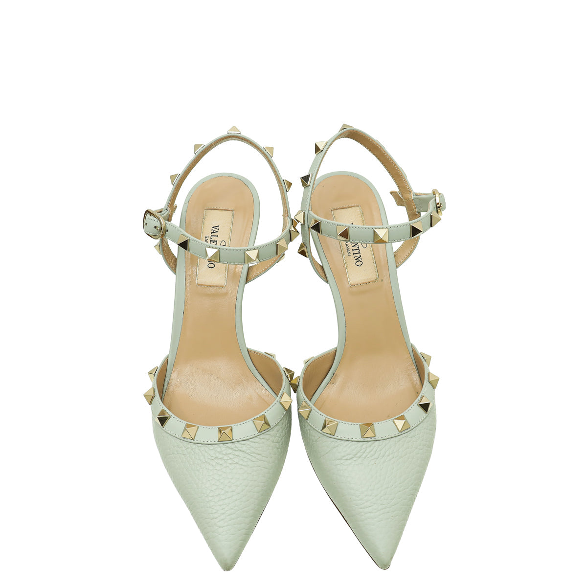 Valentino Grey Rockstud Caged Ankle Strap Pump 36