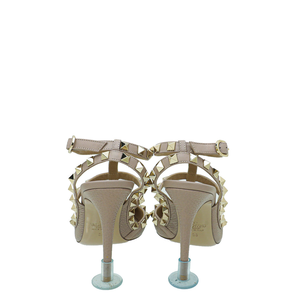 Valentino Poudre Rockstud Caged Ankle Strap Pumps 36