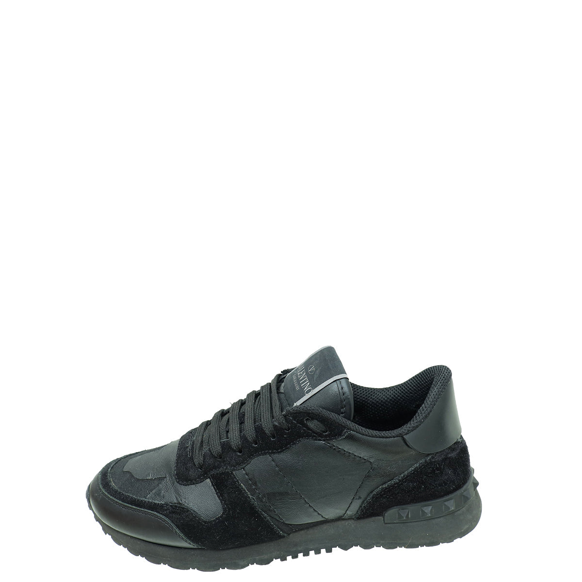 Valentino Black Rockstud Camouflage Rockrunner Sneaker 36