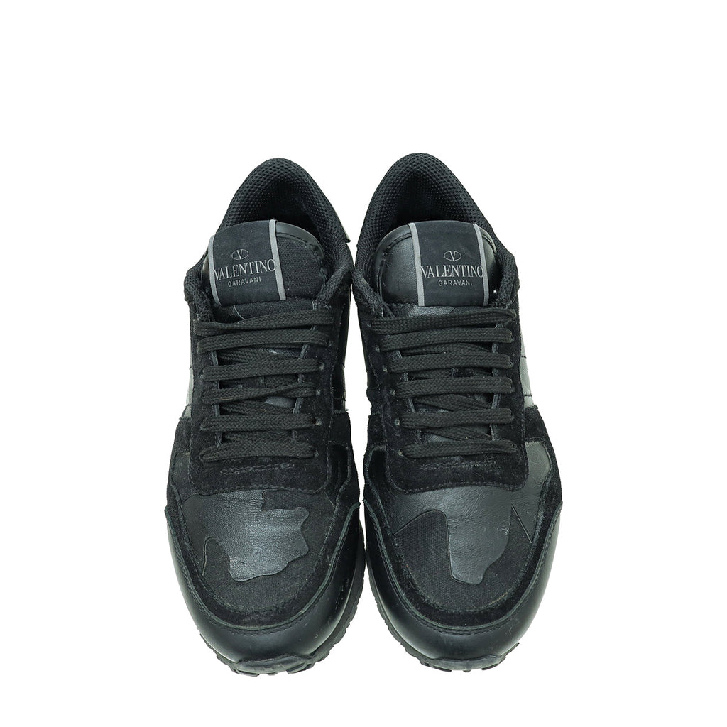 Valentino Black Rockstud Camouflage Rockrunner Sneaker 36