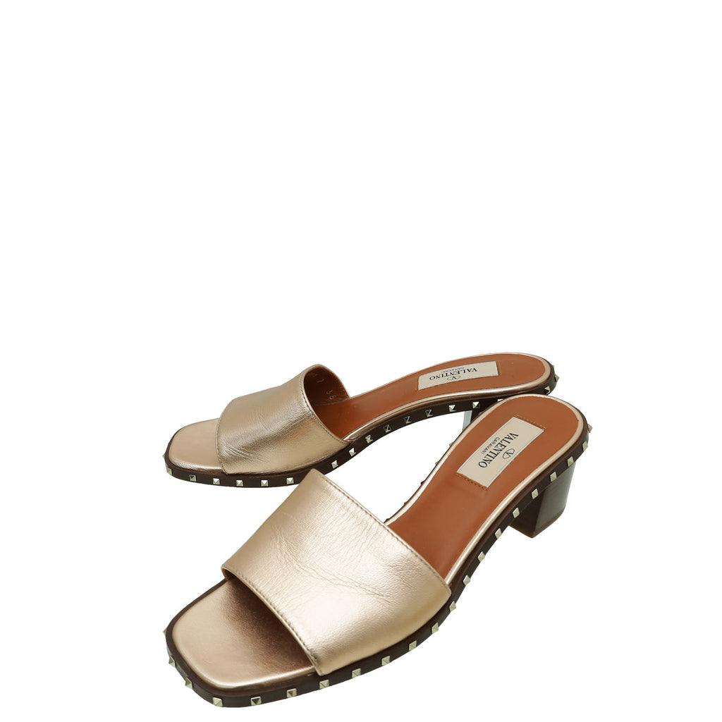 Valentino Rose Gold Soul Rockstud Mules 36